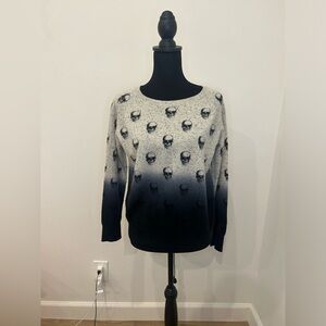 Skull Cashmere Ombré Pull Over Sweater Size Small